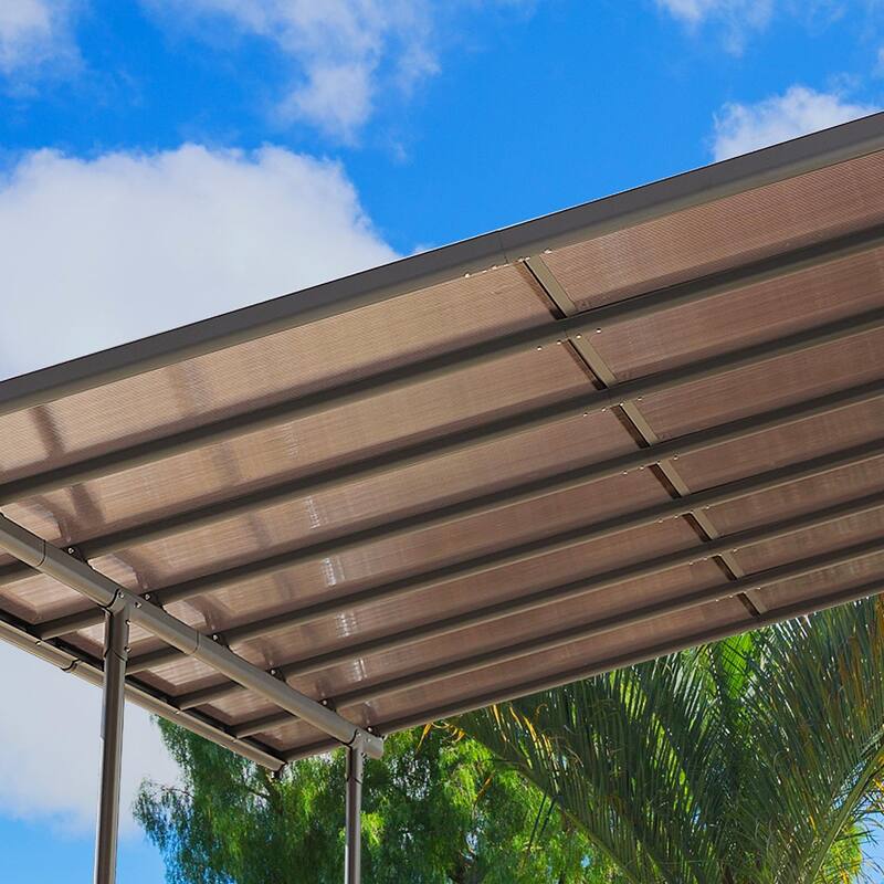 Aoodor Wall Mount Gazebo Outdoor Pergola, Polycarbonate Gazebo with Water-Resistant and UV-Fighting Panels Canopy