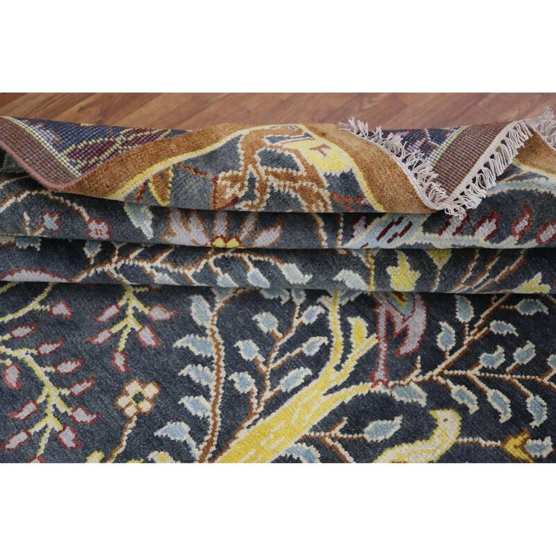 Hand Knotted Oriental 100% Wool Carpet Traditional All-Over Navy Blue & Blues Ziegler Area Rug - 9' 10'' X 7' 9''