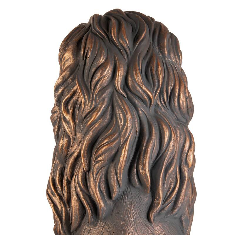 Glitzhome 36.25"H Oversized MGO Bronze/White/Black Sitting Lion Garden Statue