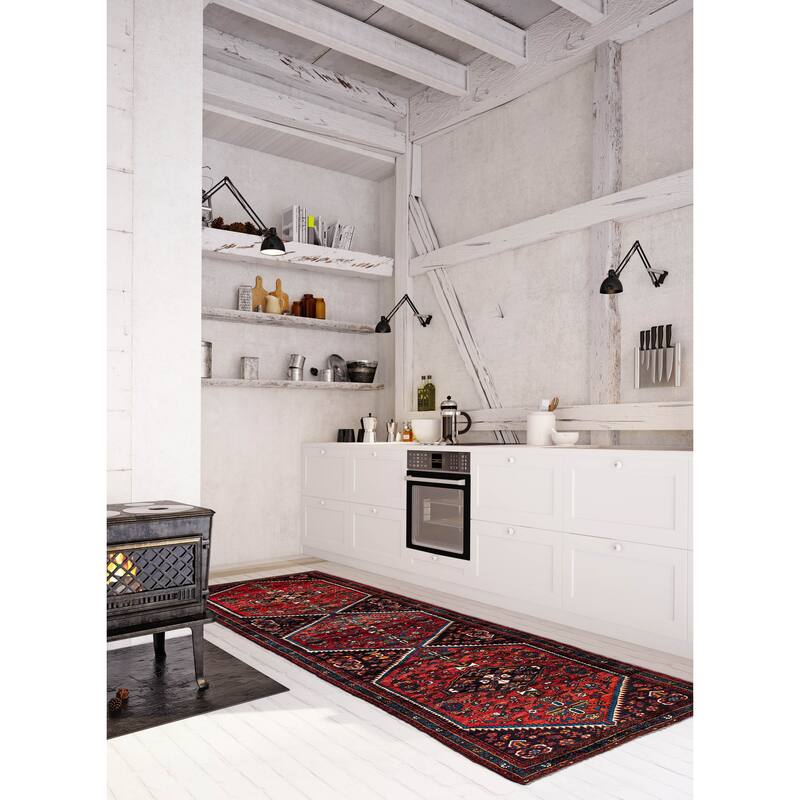 ECARPETGALLERY Hand-knotted Anatolian Vintage Red Wool Rug - 3'10 x 15'0