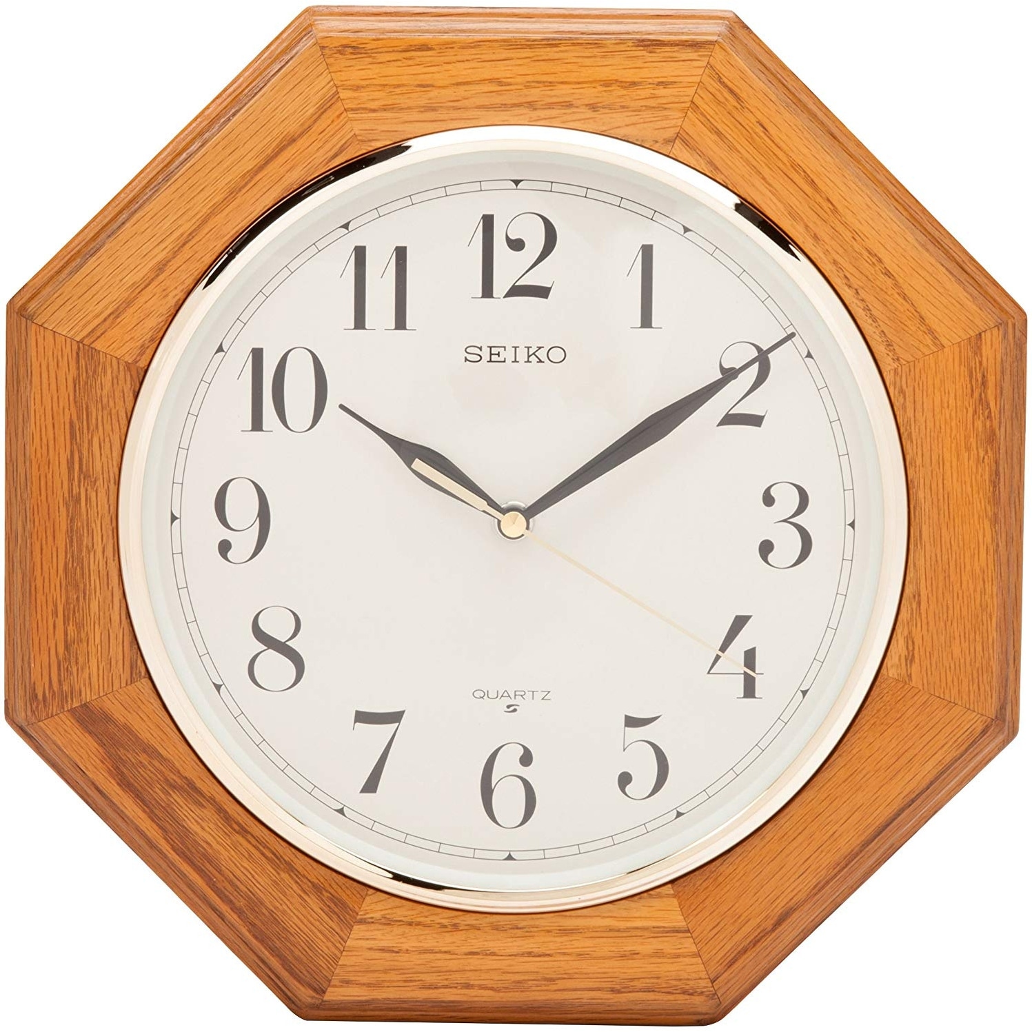 Seiko QXA612KLH Wall Clock Medium Brown Solid Oak Case - Overstock -  29399570