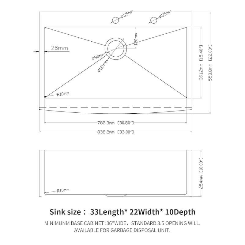 33" Farmhouse 16 Gauge Single Bowl Stainless Steel Kitchen Sink in Brushed Nickel - 33'' x 22'' x 10''
