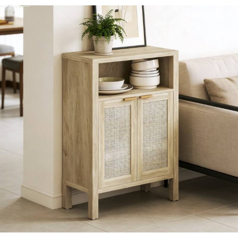 23.3" Modern Buffet Cabinet with Adjustable Shelf - Natural