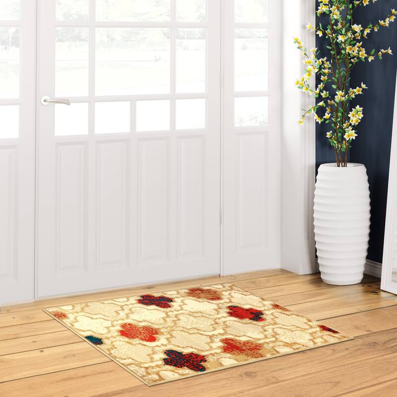 Superior Viking Contemporary Geometric Trellis Indoor Runner or Area Rug - 2' x 3' - Beige