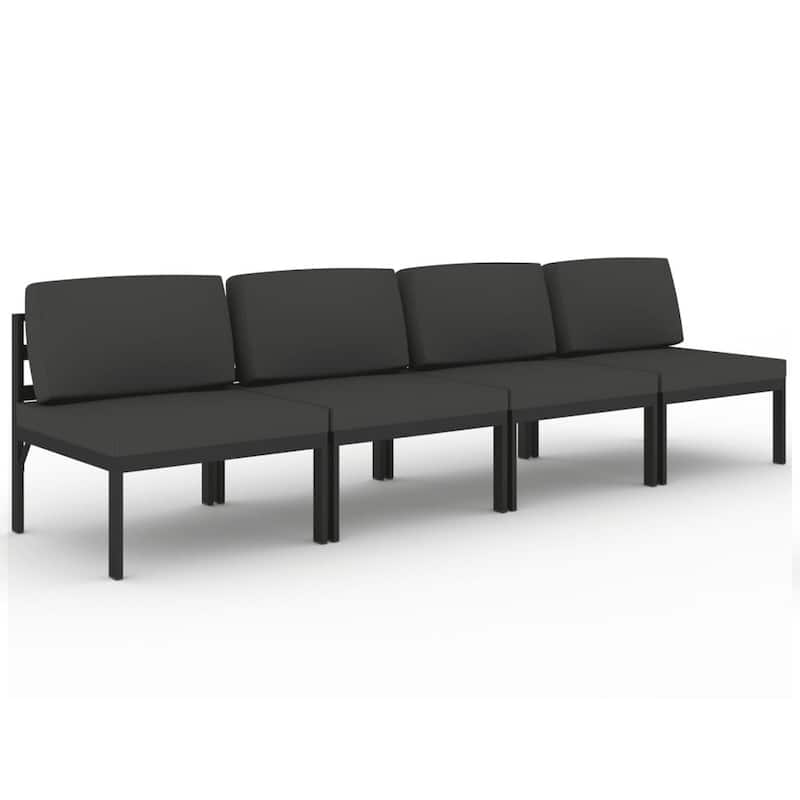 vidaXL Patio Sofa with Cushions Aluminum Anthracite