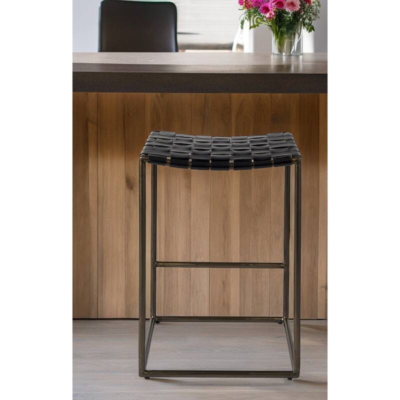 Modern Space-Saving Bar Chair Backless Design with Metal Legs and Footrest for Kitchen Dining