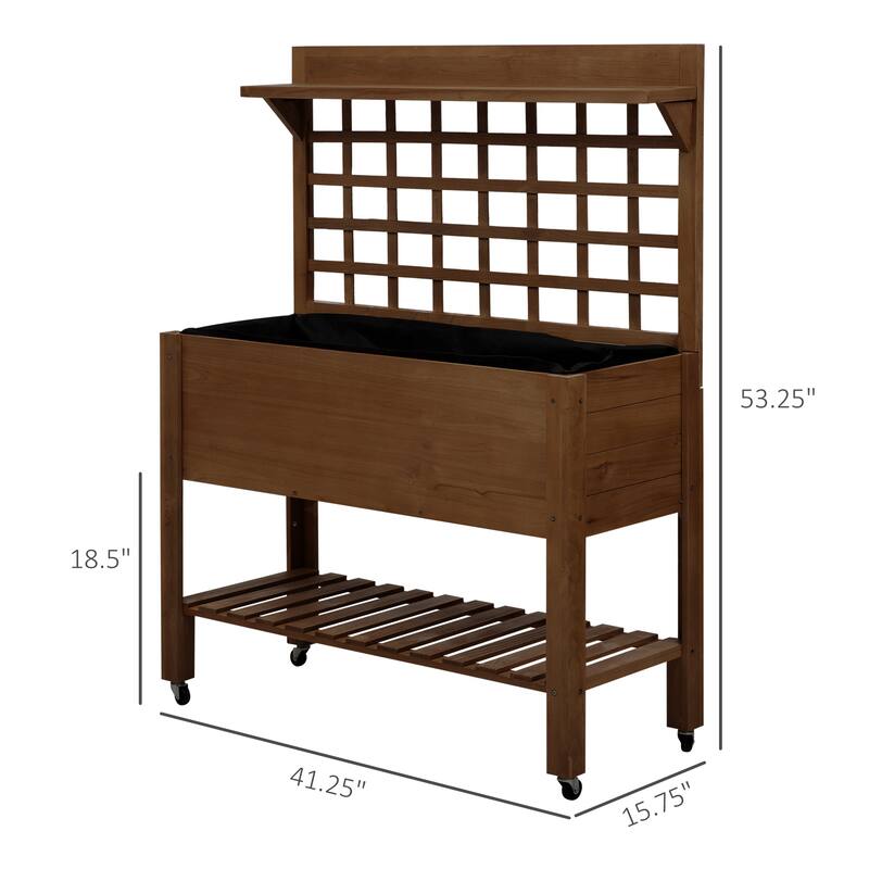 Outsunny 41.25"x17.75"x53.25" Wooden Planter Raised Elevated Garden Bed Planter Flower Herb Boxes for Vegetables Flower