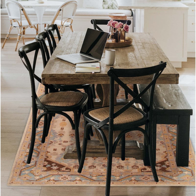 ECARPETGALLERY Hand-knotted Jules Serapi Cream Silk, Wool Rug - 5'2 x 7'8