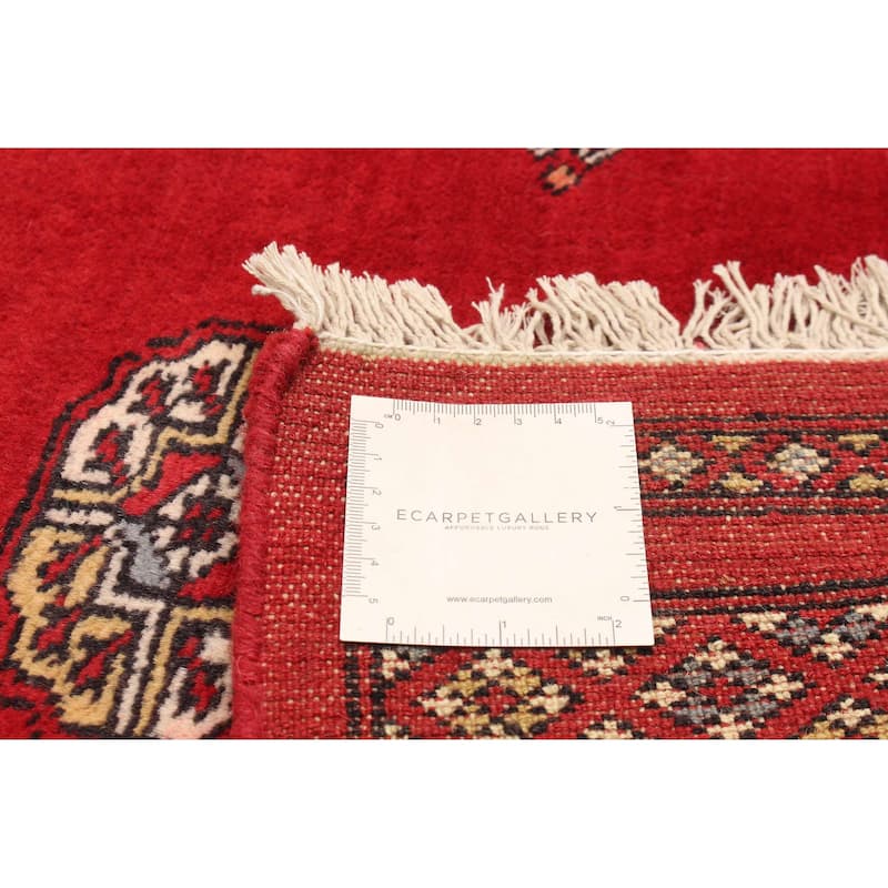 ECARPETGALLERY Hand-knotted Peshawar Bokhara Red Wool Rug - 4'2 x 5'8
