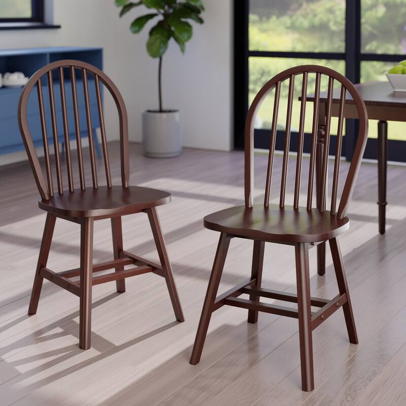 Windsor 2-Pc Chair Set - 17.91 x 20.57 x 36.72 inches - Walnut