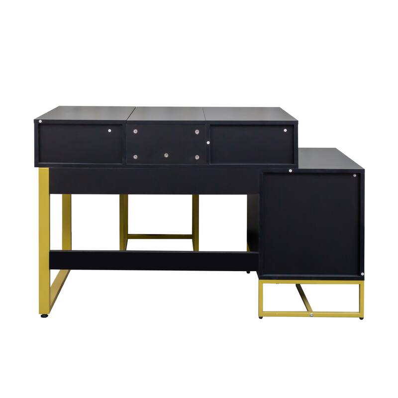 GDF Studio - Mariana Modern 29.53" Tall Makeup Vanity Set with Mirror, 4 Drawers, and Nightstand