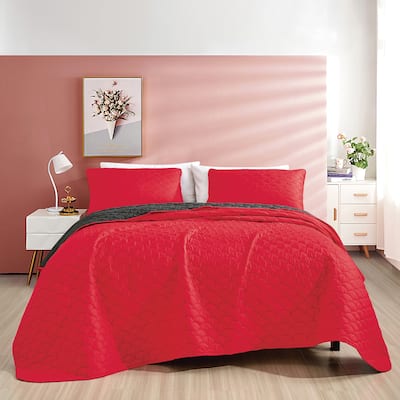 Shatex Serwa 3 piece Lightweight Bedspread set,Oversized Reversible Quilt set,Bedding Comforter Set