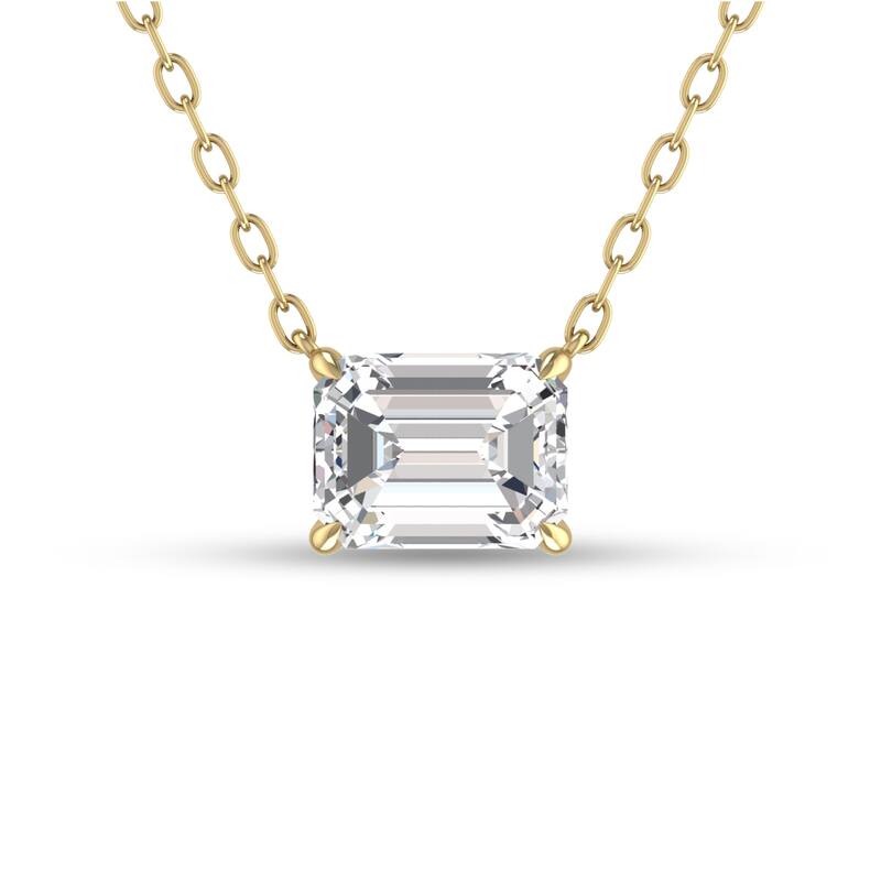 Marquee Lab Grown 1/2 Carat Floating Emerald Diamond Solitaire Pendant in 14K Yellow Gold