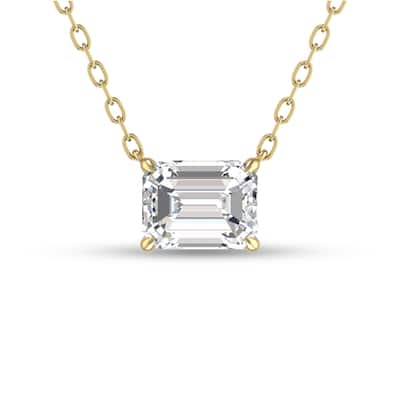 Marquee Lab Grown 3/4 Carat Floating Emerald Diamond Solitaire Pendant in 14K Yellow Gold