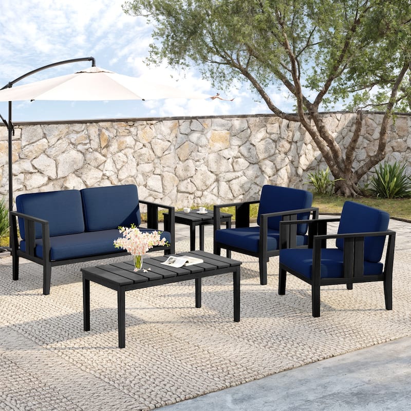 5-Piece Teak Wood Outdoor Conversation Set