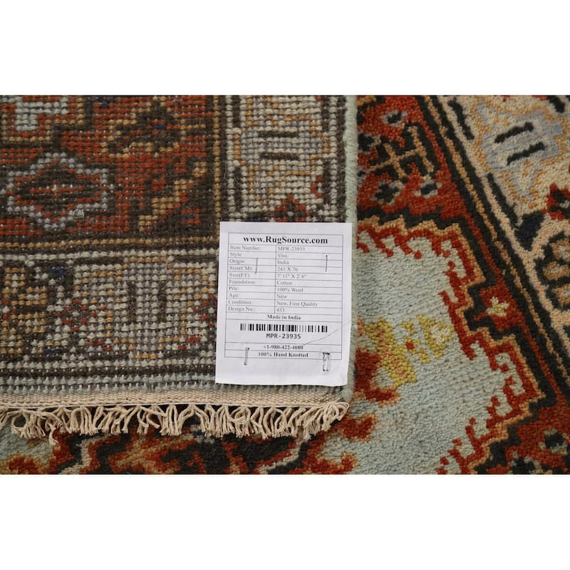 Viss Indian Runner Rug Hand-Knotted Traditional Wool Carpet - 2'6"x 7'11"