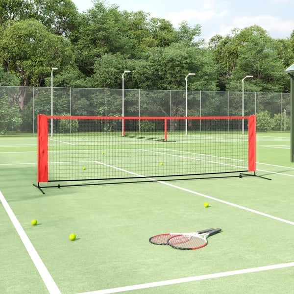 slide 2 of 21, vidaXL Portable Tennis Net Pickleball Volleyball Net Black and Red Polyester 118.1"x39.4"x34.3"