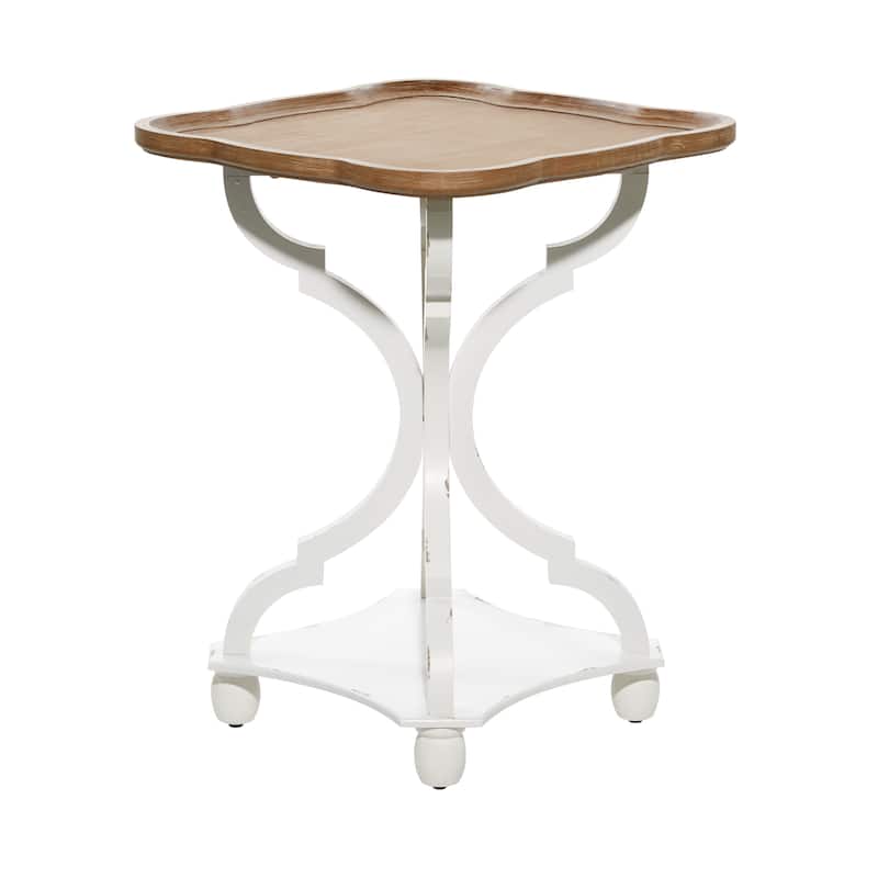Wooden Accent Table with Brown Wood Top - White - Roche River Decor - 20"W x 20"L x 25"H