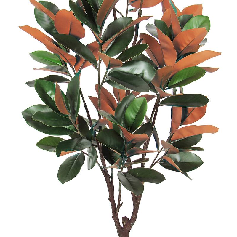 5ft Green Brown Artificial Magnolia Leaf Tree Plant in Black Pot - 60" H x 25" W x 25" DP