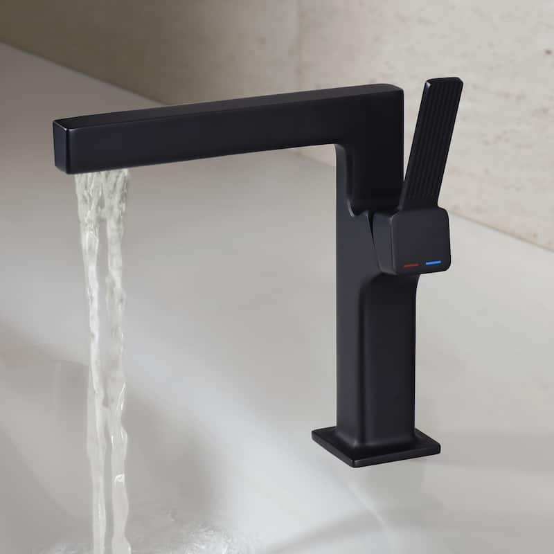 8.46"H Solid Brass Waterfall Single Handle Single Hole Bathroom Sink Faucet