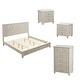 preview thumbnail 23 of 31, 4-Piece Bedroom set with Wooden Bed 2 Nightstands and 5 Drawer Dresser
