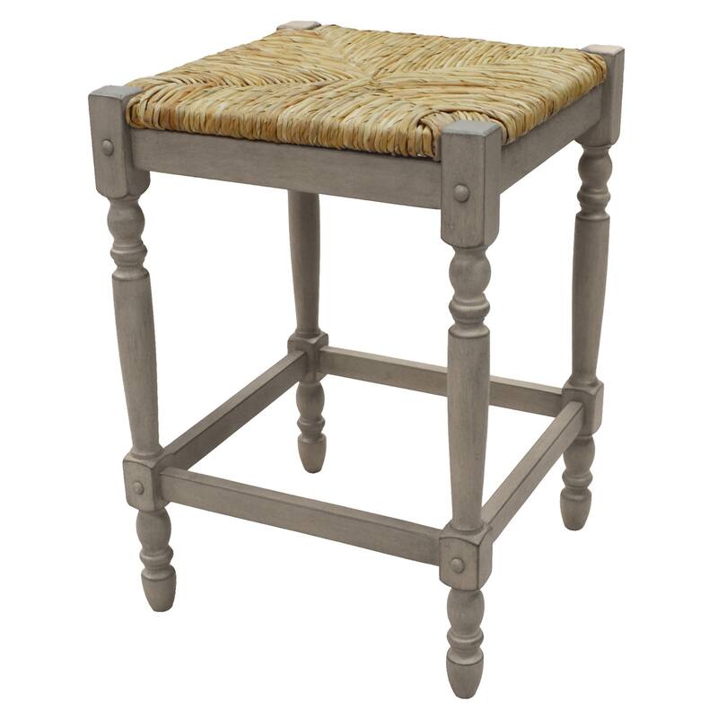 HomeRoots 24" Natural And Gray Solid Wood Backless Counter Height Bar Chair - 16.5