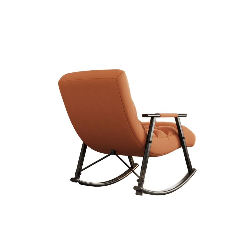 Modern 42.2" Velvet High Back Rocking Chair with Foot Rest and Side Pockets for Living Room