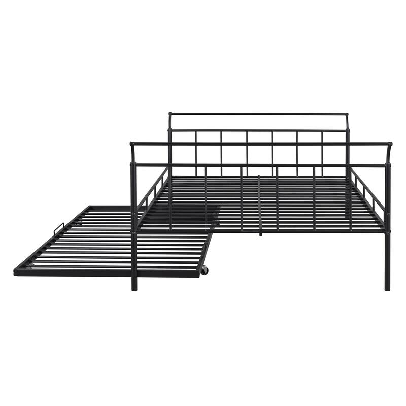 Metal Daybed with Curved Handle Design and Trundle