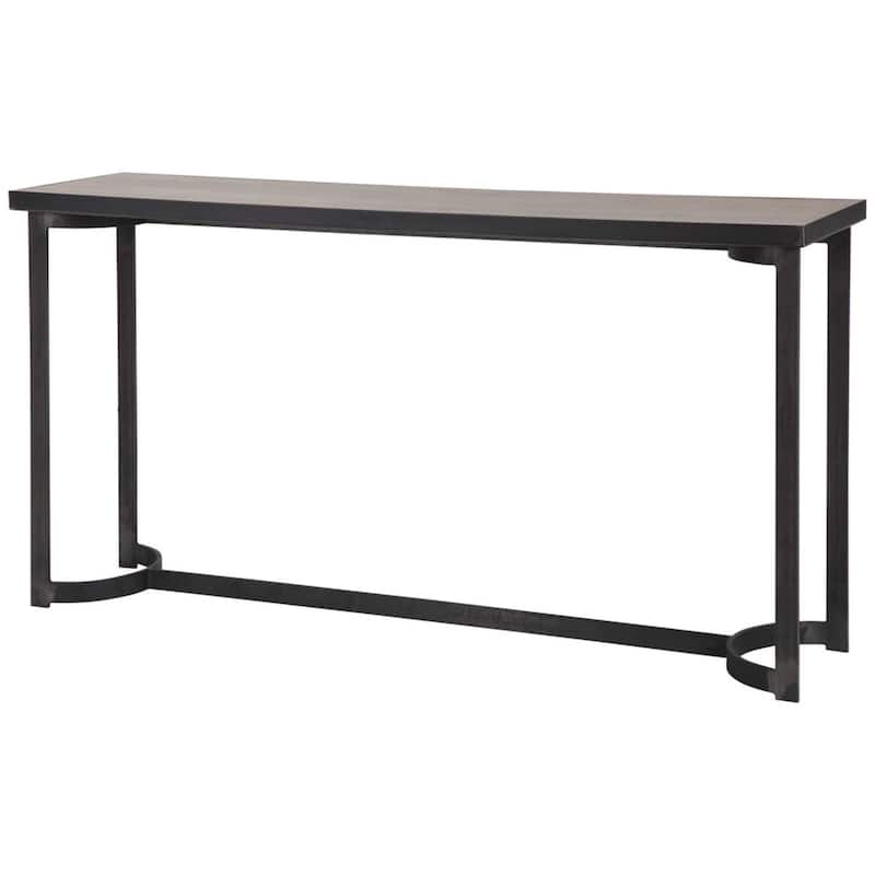 62" Gray and Brown Contemporary Rectangular Console Table