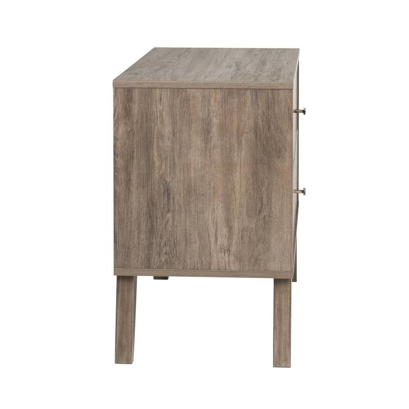 Prepac Milo Mid-Century Modern 2 Drawer Nightstand, Bedside Table, Contemporary Bedroom Furniture