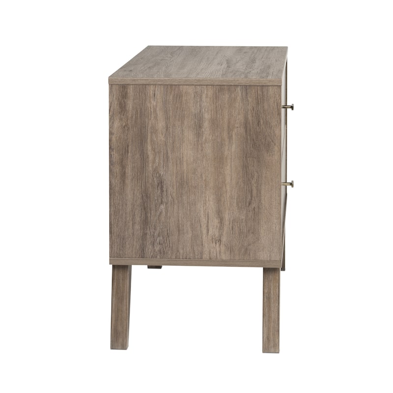 Prepac Milo Mid-Century Modern 2 Drawer Nightstand, Bedside Table, Contemporary Bedroom Furniture