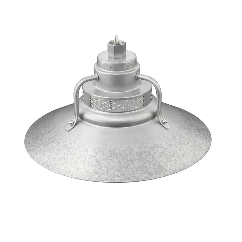 R Series 1-Light Stem Hung Railroad Shade - Galvanized - 14