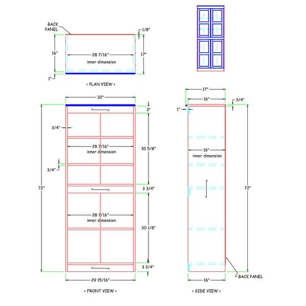 Concepts in Wood Storage Cabinet, 72 inch with 5 Shelves