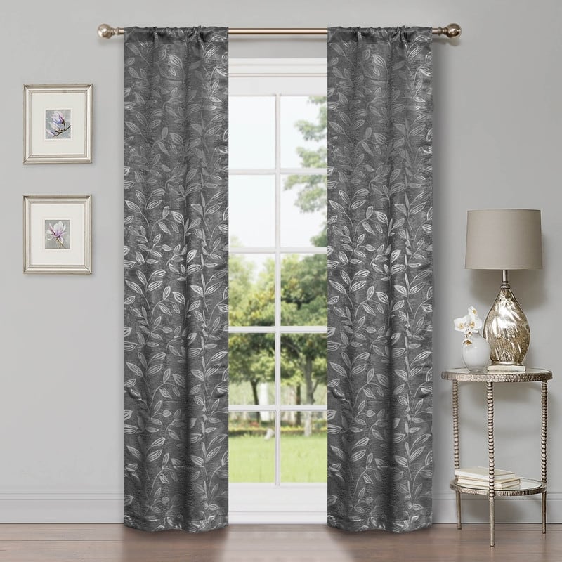 Superior Modern Bohemian Leaves Room Darkening Curtains with Grommets