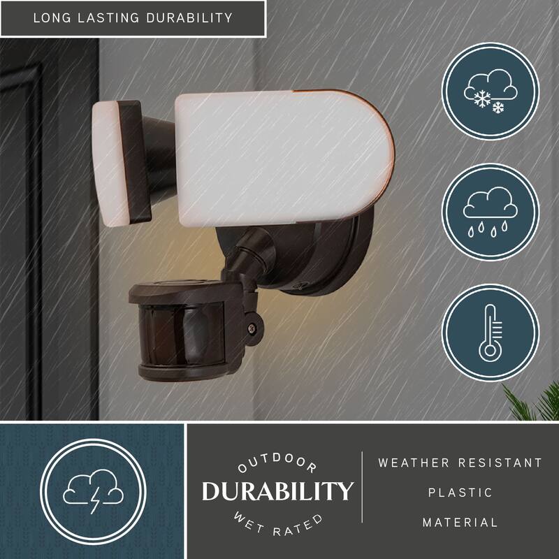 Lamdba 2 Light LED Outdoor Motion Sensor Linkable Adjustable Security Flood Light Bronze - 10.25-in W x 7-in H x 6-in D
