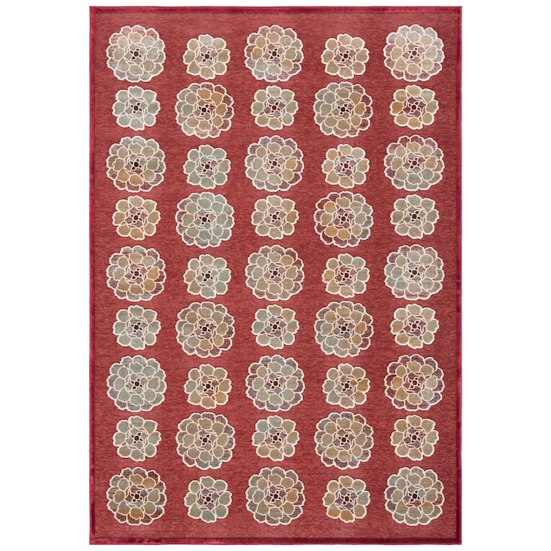 SAFAVIEH Paradise Berenice Floral Viscose Rug - 5'3" x 7'6" - Red