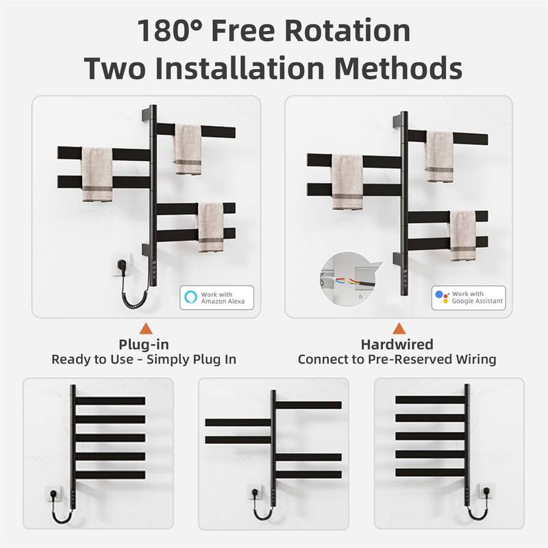 Smart Rotating Heated Towel Rack for Bathroom,Towel Warmer