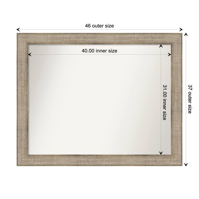 Trellis Silver Framed Non-Beveled Custom Wall Mirror, Bathroom Vanity Mirror - Outer Size: 46 x 37