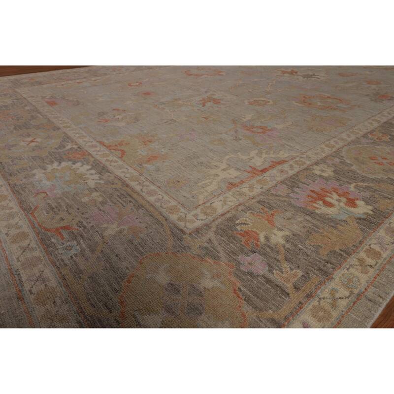 Transitional Vegetable Dye Oushak Turkish Rug Handmade Wool Carpet - 8'10"x 12'3"