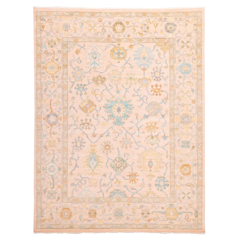 ECARPETGALLERY Hand-knotted Modern Oushak Pink Wool Rug - 9'2 x 11'11