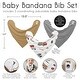 preview thumbnail 3 of 4, Red and Blue Construction Truck Fabric Bandana Baby Bibs (3 Pack Set) - Grey Yellow Orange Brown Black and White Transportation