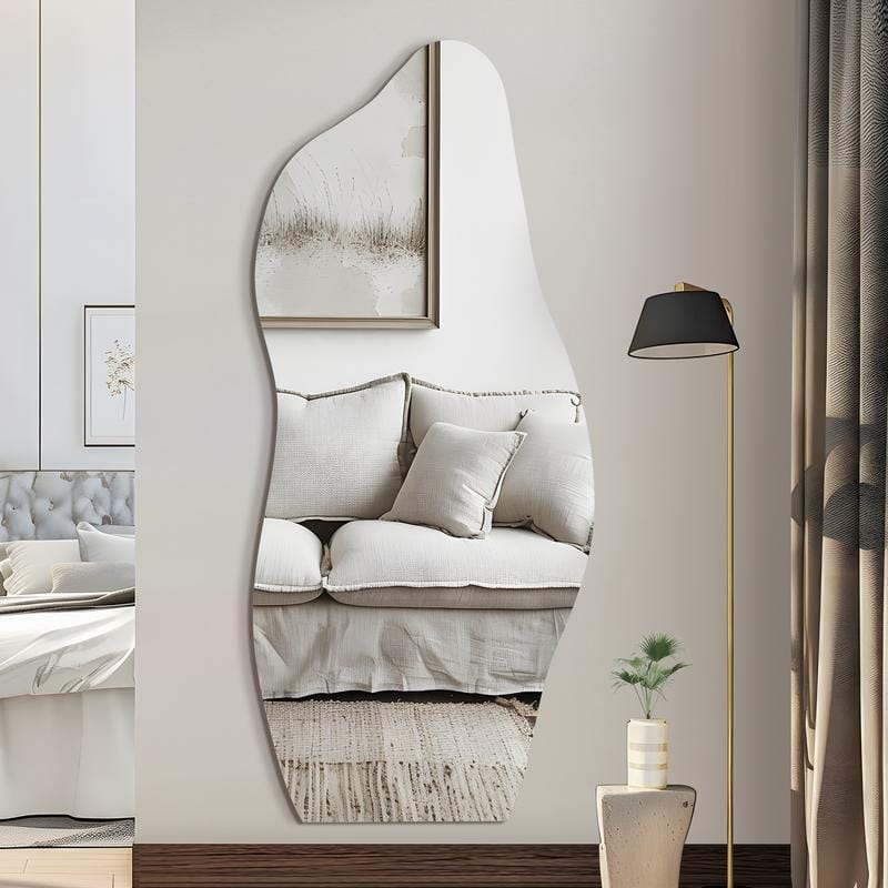 Irregular Cloud Frameless Wall Mirror Wall Mounted Modern Decorative Hanging for Bathroom Bedroom Living Room Entryway