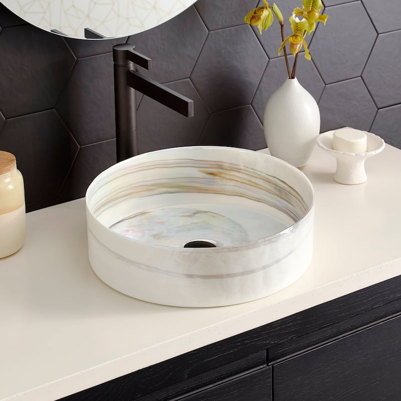Positano Handmade Murano Glass Bathroom Sink - 16x16x4.5