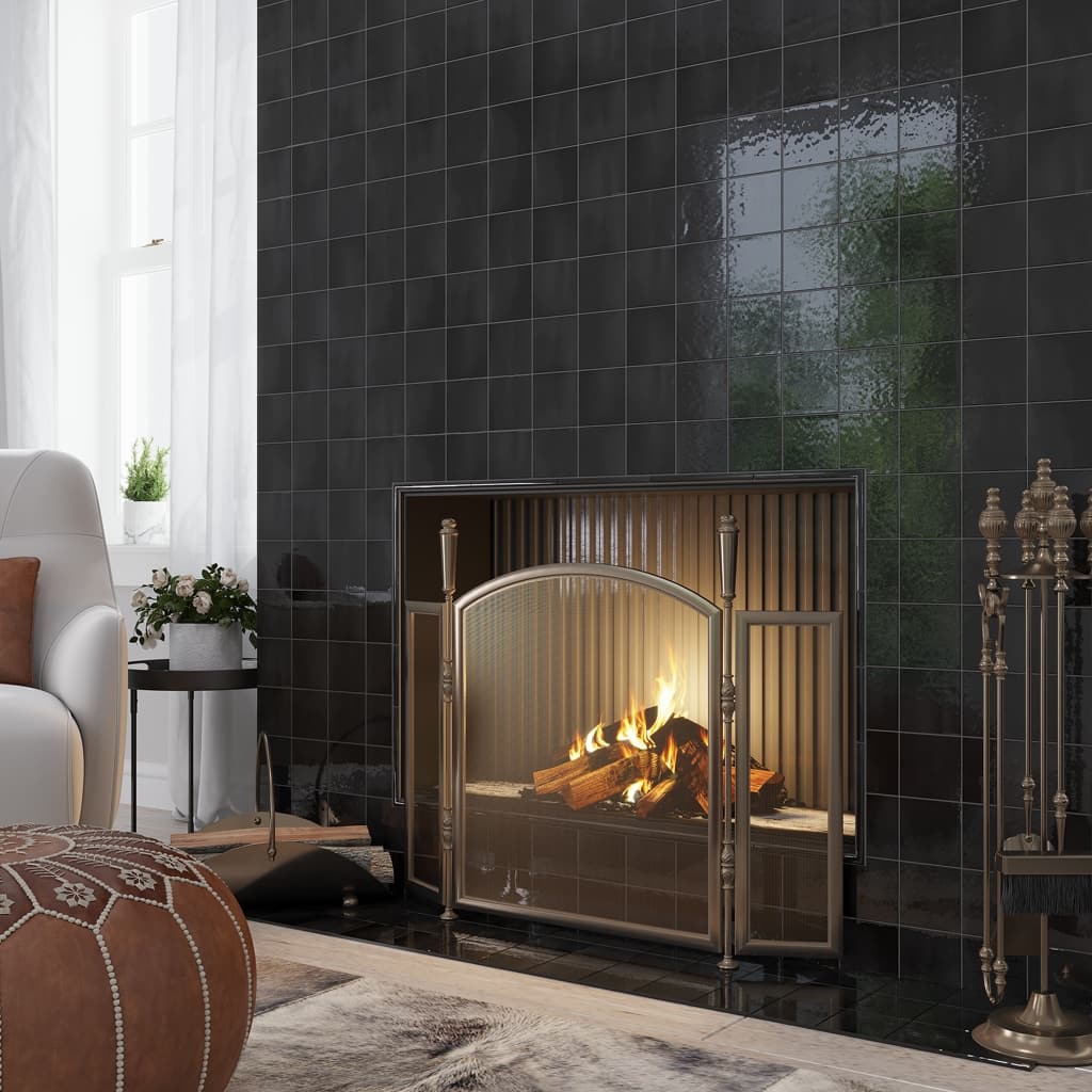 Apollo tile 4" x 4" Silken Glossy Black Ceramic Tile (5.38 sq ft/case) - 50 Pack