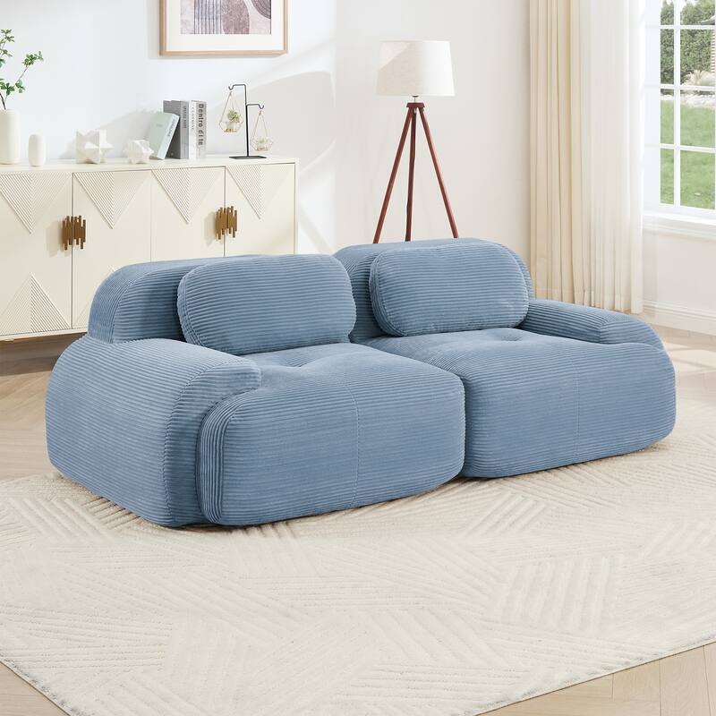 Sectional Sofa Couch Blue Modular Sofa Couch for Living Room, Rustic Loveseat 2-Seater Sofa Couch Settee
