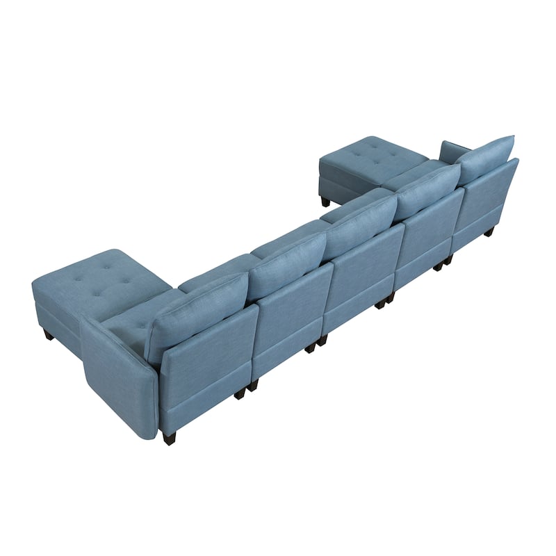 Dorian Textured 7-Piece Sectional Sofa - Storage and Two Ottoman