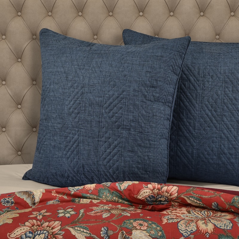 Enchanted Garden Euro Sham - Indigo - Euro Square