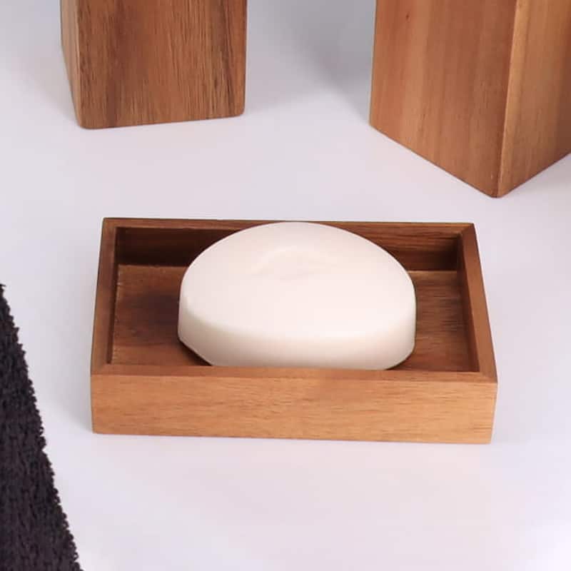 Acacia Wood Bathroom Accessory Set Collection