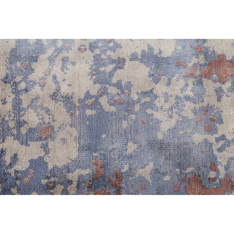 Abstract Indian Foyer Rug Hand-Knotted Contemporary Wool Carpet - 4'5"x 6'4"