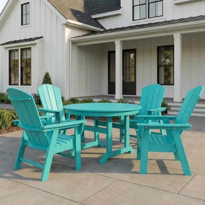 Laguna Hdpe All Weather Outdoor Patio Round Adirondack Dining Chairs Set (5-Piece Set)